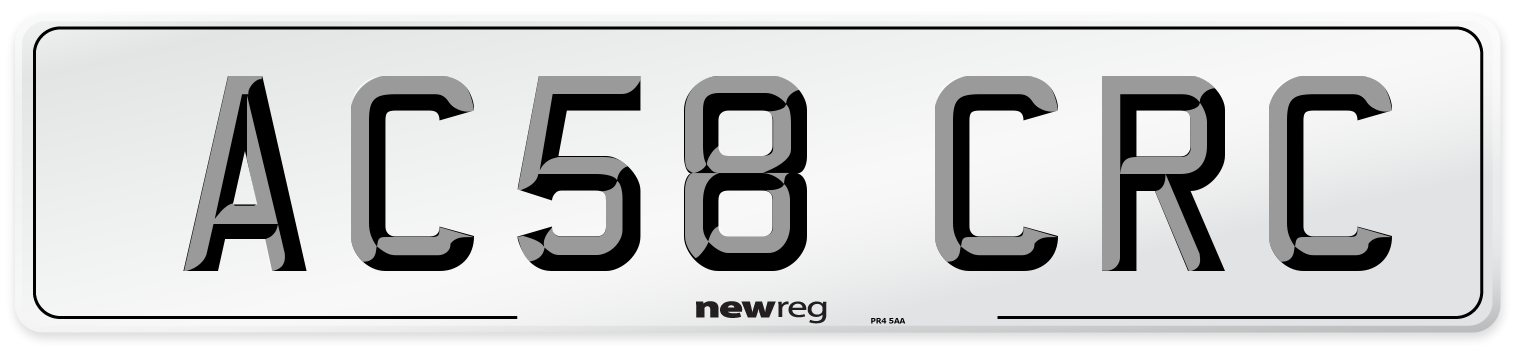AC58 CRC Number Plate from New Reg